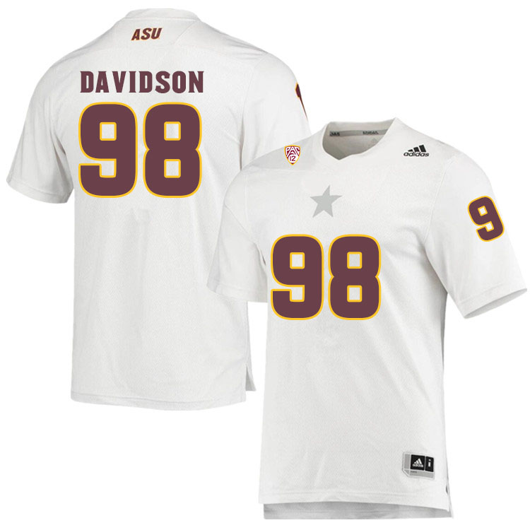 Men #98 D.J. DavidsonArizona State Sun Devils College Football Jerseys Sale-White - Click Image to Close